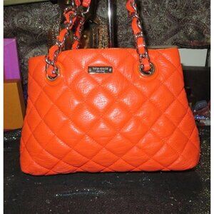 Kate Spade Gold Coast Maryanne Coral Quilted Leather Chain Strap Handbag *FLAW*